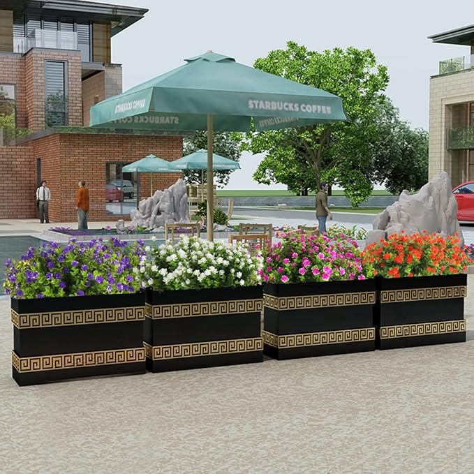 RECUTMS 12 Bundles Artificial Fake Flowers, Faux Outdoor Plastic Plants UV Resistant Shrubs Outside Indoor Decorations,UV Resistant Faux Plastic Plants Garden Porch Window Box (Orange Red)