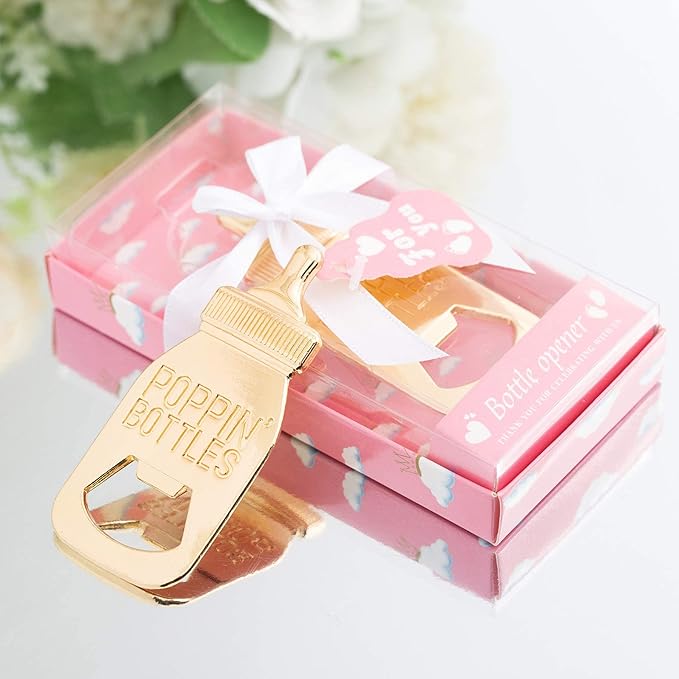 24 Packs Poppin Bottle Openers for Baby Shower Favors,Gifts,Decorations and Souvenirs (pink, 24)