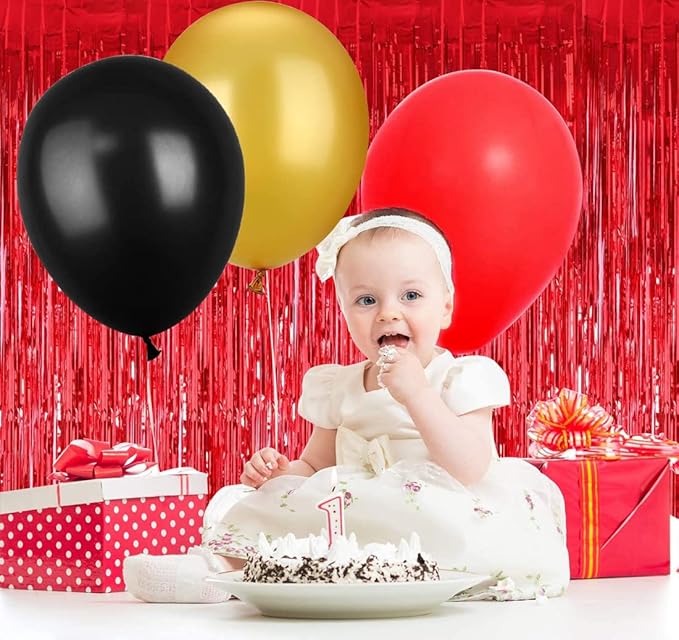 3Pcs Red Metallic Tinsel Foil Fringe Curtains,3.28ft x 6.56ft Red Photo Booth Backdrop Streamer Curtain,Photo Booth Props,Ideal Bachelorette Party Supplies,Birthday, Christmas,New Year Decorations