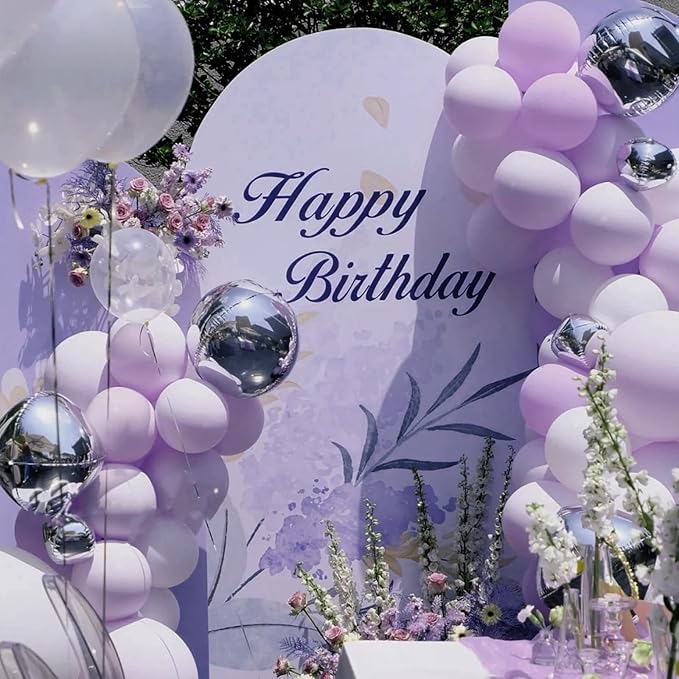130pcs Lilac Purple Balloons Different Sizes 18" 12" 10" 5" Faded Purple Latex Balloon Garland Arch Kit for Birthday Baby Shower Graduation Wedding Gender Reveal Party Decorations