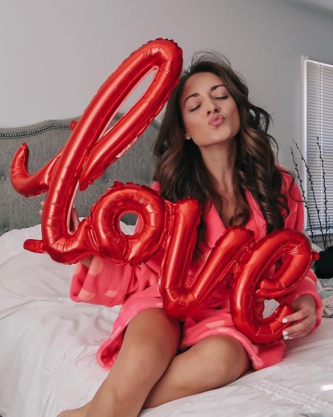 5 Pcs Red Heart Shaped Balloons Red Love Valentine Balloons for Valentines Day Bridal Shower Wedding Party Decorations