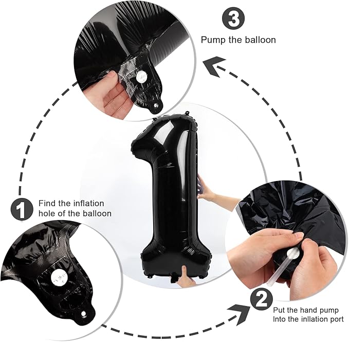 Number 6 Balloon 40 Inch, 6th Birthday Balloon for Boy Girl, Black 16 60 61 65 Numbers Balloons Birthday Party Wedding Events Decorations