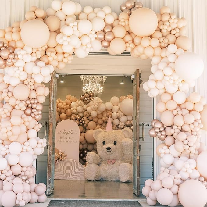 Nude Balloons 5 Inch, 60Pcs Small Beige Balloon Retro Apricot Neutral Latex Balloons 5'' Mini Matte Tan Cream Blush Helium Balloons for Boho Birthday Wedding Baby Bridal Shower Party Decoration