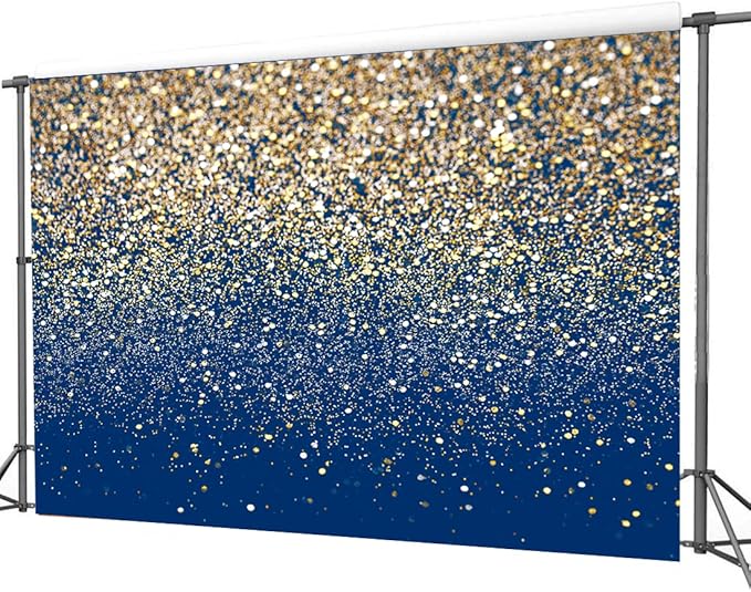 CYLYH 7X5FT Royal Blue Glitter Backdrop Gold Spots Backdrop Vintage Background for Family Birthday Party Wedding Prom Graduation Photography Background