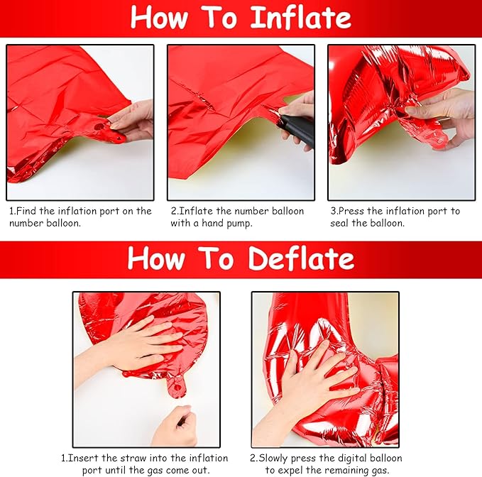 Red 9 Balloons for Boys, 40 Inch Large Foil Number Balloons Set 0-9, Self Inflating Digital 9 Helium Balloon for Girls Women Men Age Birthday Anniversary Party Decorations Photo Shoot Supplies
