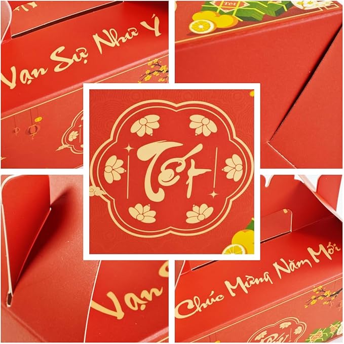 KYMY 2026 Vietnamese New Year Party Favor Boxes, 10PCS Tết Việt Nam Spring Festival Goodie Candy Treat Gift Holders, Zodiac Horse Treat Boxes for Asian Vietnam Lunar New Year Party Decorations