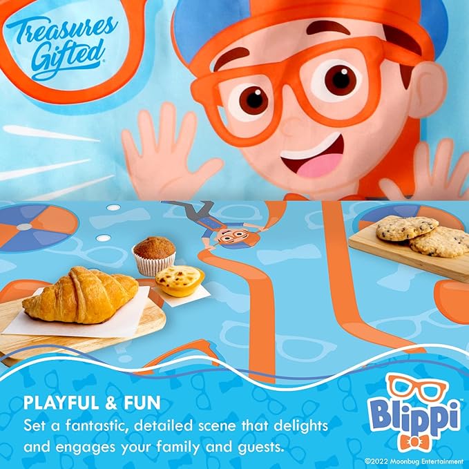 Treasures Gifted Officially Licensed Blippi Birthday Party Supplies - Pack of 2 Large Rectangular Tablecloths 54in x 108in - Party Decorations for Tabletop - Happy Birthday