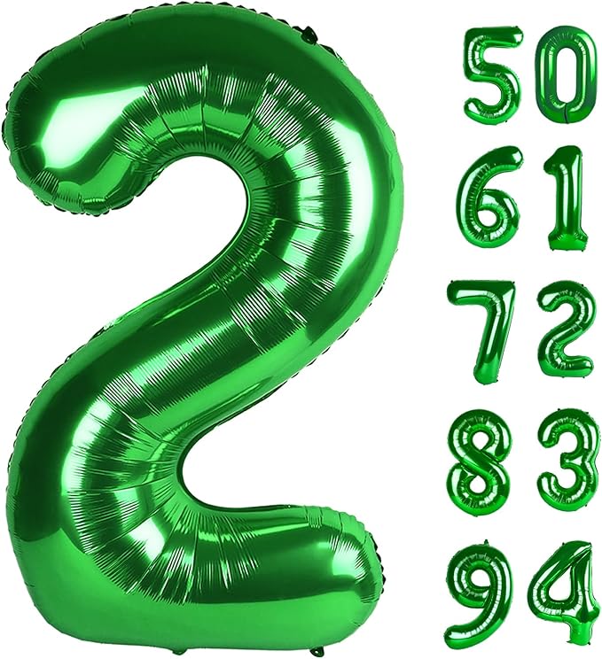 Green 2 Balloon, Number Balloons 40 Inch, 2nd Balloon Number Birthday Decorations, Second Two Birthday Party Supplies, Number 2 Balloon, St. Patrick's Day Games Theme Decorations