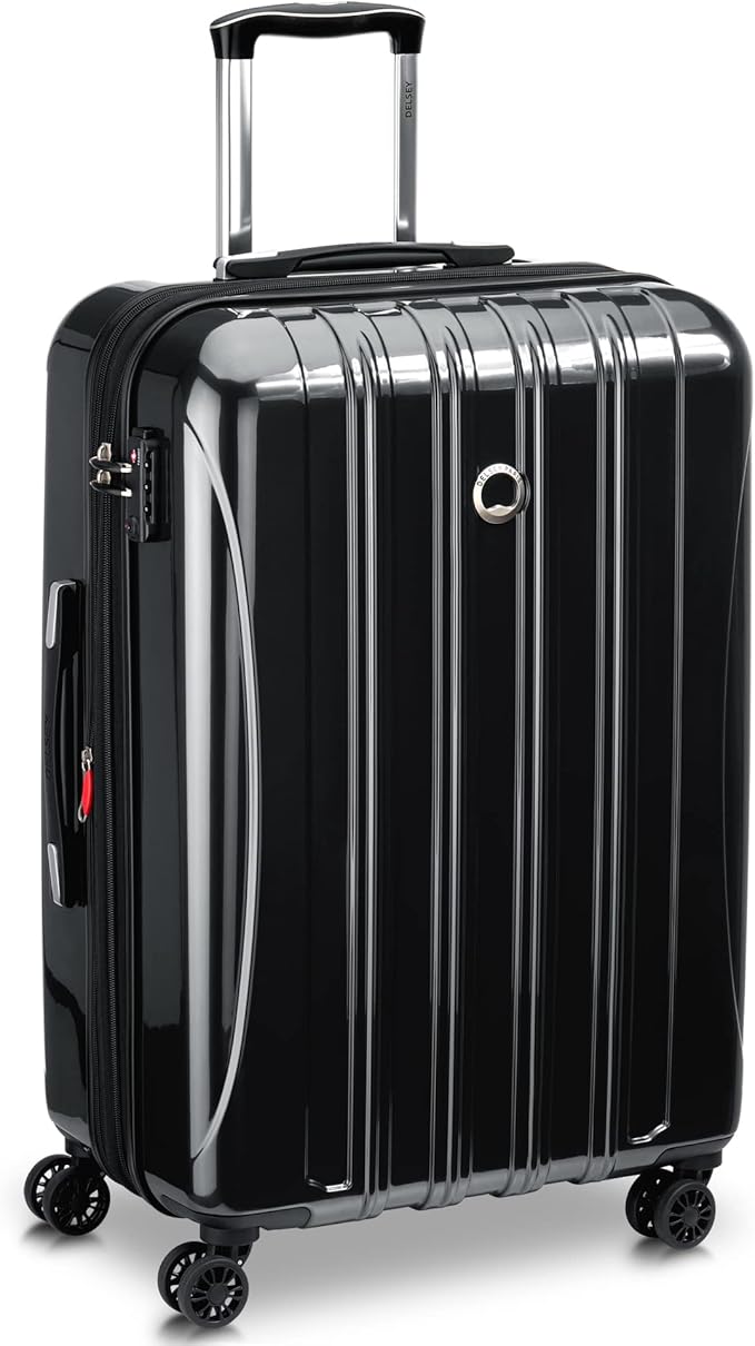 DELSEY PARIS Helium Aero Hardside Expandable Luggage with Spinner Wheels, Black, Checked-Medium 24 Inch