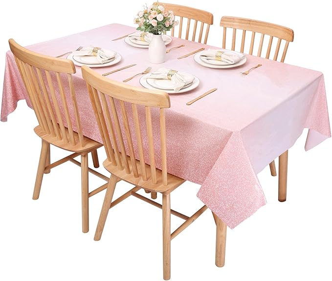 Kesfey 6 Packs Ombre Rose Gold Tablecloth 54 x 108 Inch Gradient Pastel Rose Gold Sequin Table Cloths Rectangle Disposable Plastic Rose Gold Sprinkle Glitter Table Cover for Birthday Party Decorations
