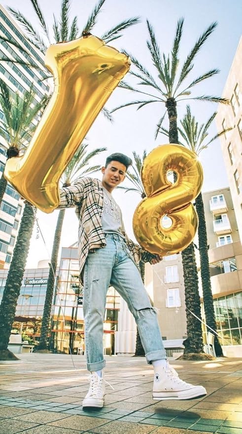 10 Gold Number Balloons, 40 Inch Balloons for Woman Man 10th Birthday Party Decoration, Foil Number Ballon for 10, 100 Anniversary, Bridal Shower, Graduation, Valentine's Day, Mother's Day, Easter