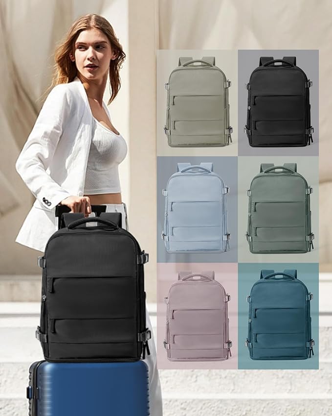 coowoz Large Travel Backpack Carry On for Women Man Black Waterproof Gym Backpacks with Laptop Compartment Mochila de Viaje Teacher Personal Item Backpack Rucksack Airplane Accessories Must Haves