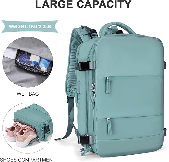 coowoz Travel Backpack For Women Men,Carry On Backpack,Hiking Backpack Waterproof Outdoor Sports Rucksack Casual Daypack Travel Essentials（Blue）