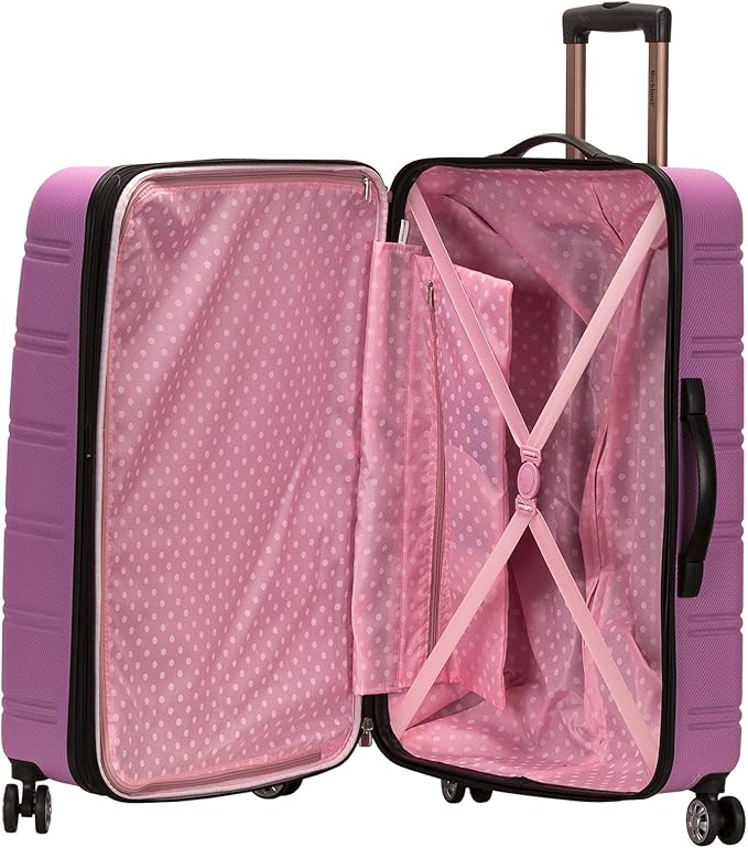 Rockland Melbourne Hardside 3 Piece Expandable Spinner Wheel Luggage Set, (20"/24"/28"), Pink