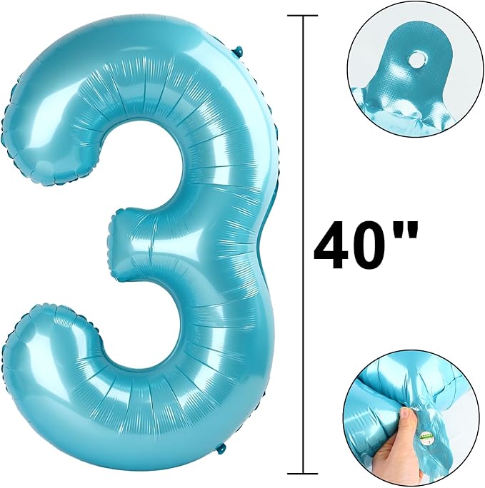 40 Inch Light Blue Number 23 Digital Balloon,Jumbo Mylar Foil Helium Balloon for 23 Balloons for Birthday Party,Wedding Anniversary Party Decorations