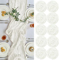 IVAPUPU 10 Pcs Cheesecloth Table Runner - 10ft Ivory White Easter Spring Boho Gauze Cheese Cloth Table Runners for Baby Shower Decoration Wedding Party Garden Farmhouse