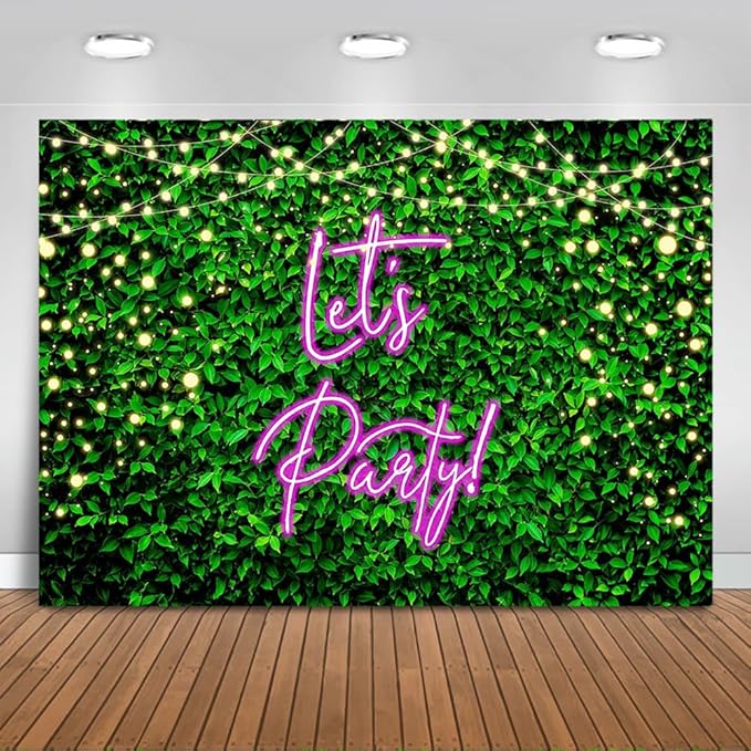 Mocsicka Let's Party Backdrop Greeny Glitter Lights Happy Birthday Background Let's Party Kids Chirldren Birthday Party Supplies Photo Booth Props (6x4ft)