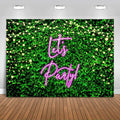 Mocsicka Let's Party Backdrop Greeny Glitter Lights Happy Birthday Background Let's Party Kids Chirldren Birthday Party Supplies Photo Booth Props(5x3ft)