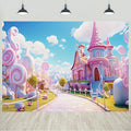 15x8ft Candyland Backdrop Pink Sweet Candy Castle Fairy Tale Photography Background for Girls Princess Birthday Baby Shower Party Decorations Kids Portraits Banner Photo Studio Props