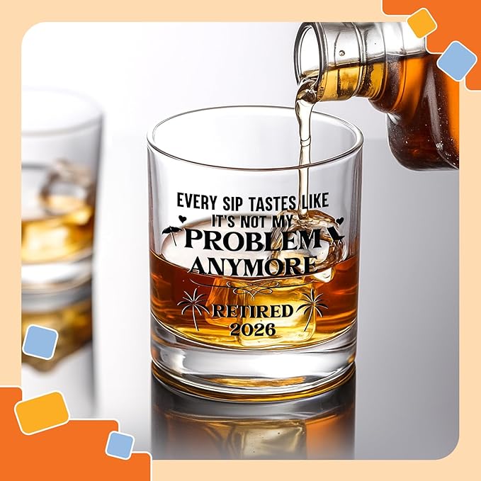 NewEleven Retirement Gifts For Men 2026 - Coworker Leaving, Goodbye Gift, Farewell Gifts For Coworkers, Friends, Dad, Grandpa - Retirement Gift For Men From Friend, Family, Colleague - Whiskey Glass