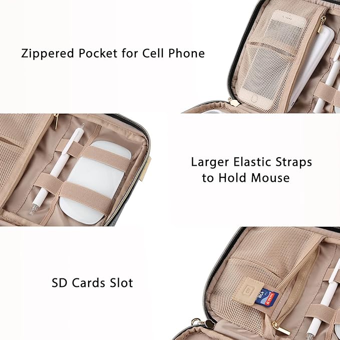 BAGSMART Electronics Organizer Travel Case, Travel Cable Organizer Bag for Travel Essentials & Accessories for Women, Cord Organizer for Phone, SD Card, Grey