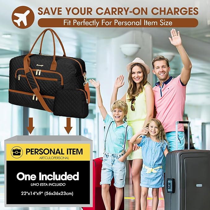 Travel Duffle Bag Weekender for Women - Carry-On Overnight Bag Personal Item Bag with Shoe Compartment & Wet Pocket Large Weekend Tote Bags with Toiletry Bag Hospital Bags for Labor and Delivery