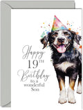 19th Birthday Cards for Son - Party Dog - Happy Birthday Card for 19 Year Old Son from Mom Dad, A5 Bday Man Men Him Greeting Cards Gift for Son Birthday Gifts