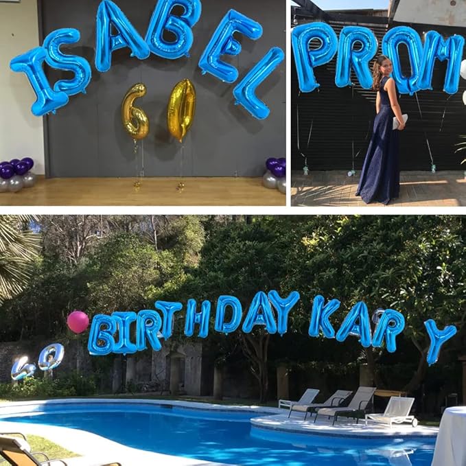 TONIFUL 40 Inch Large Blue Letter E Balloons Giant Alphabet Letter Balloons,Foil Mylar Big Balloons for 2026 Graduation Birthday Party Anniversary New Year Graduation Supplies Decorations