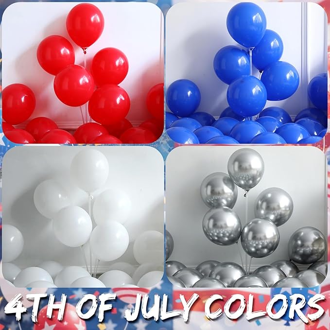 147Pcs Red White and Blue Independence Day Balloon Garland Arch Kit,with Explosion Star,Flag Foil Balloons for 4th of July Patriotic Memorial Veterans Baseball Nautical Birthday Party Decorations