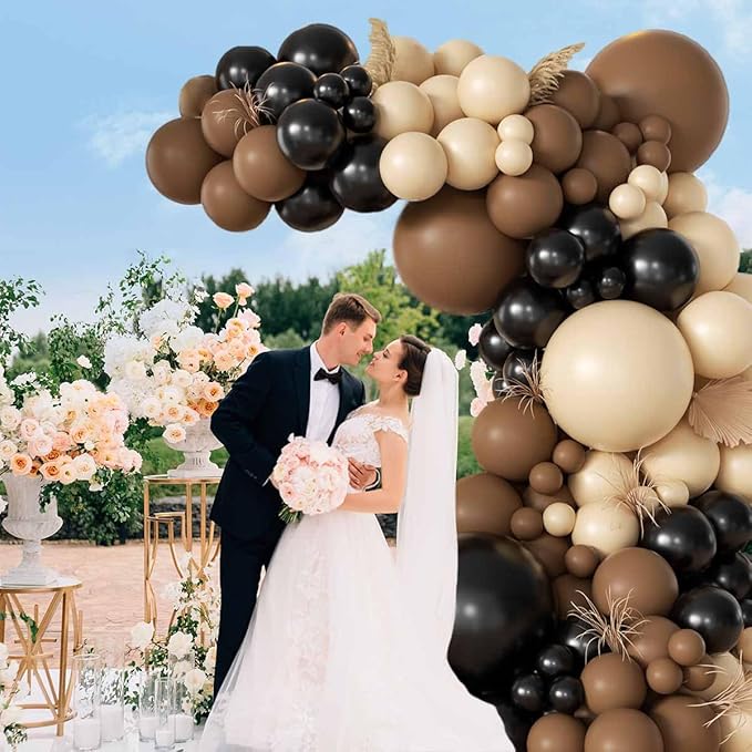 Black Brown Nude Balloon Garland Arch Kit, 155Pcs Latex Balloons Different Size 18 12 10 5 inch for Boy First Rodeo, Wild West Country Birthday, Farm Fiesta Party Decorations