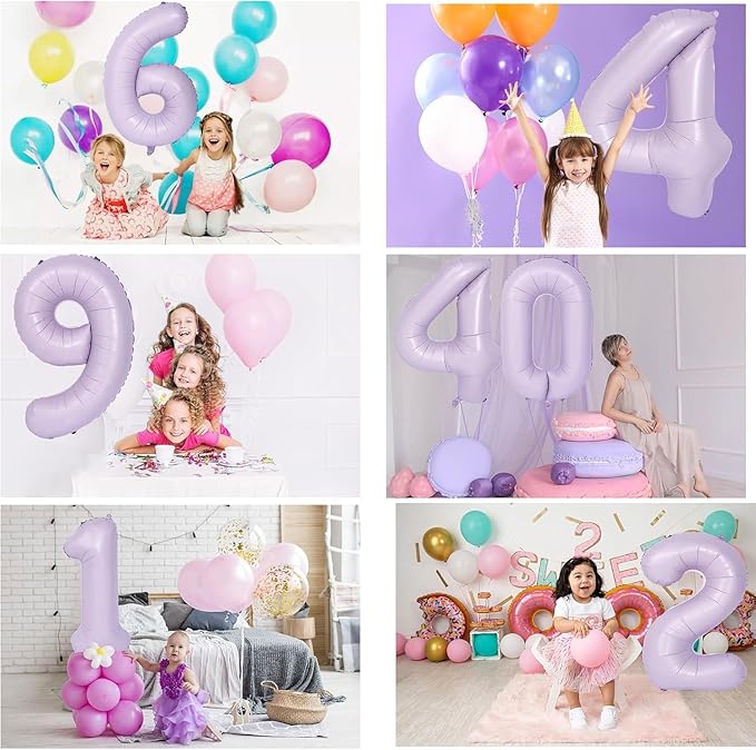 40 Inch Purple Number Balloons Light Purple 9 Balloon Matte purple Birthday Balloons 0-9 Birthday Wedding Party digital Decorations (Number 9)