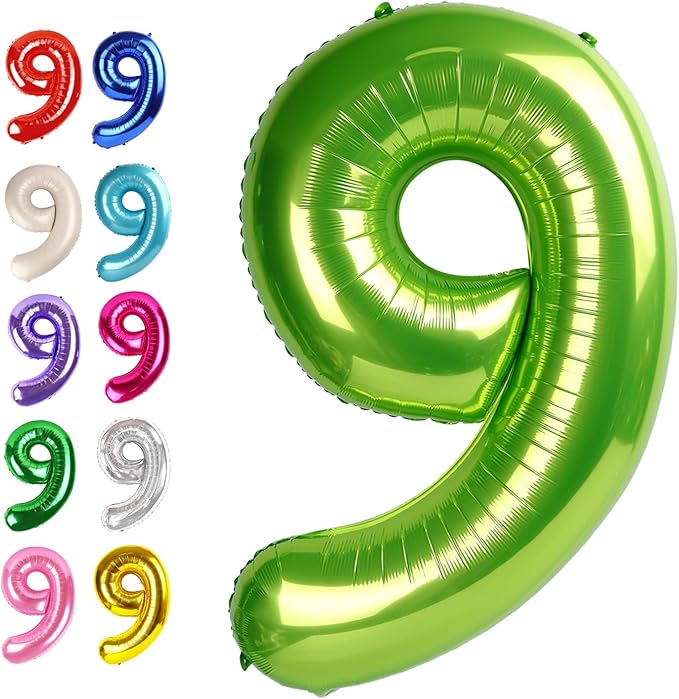 Big Light Green 40 Inch 9 Balloon Number, Jumbo Giant 9th 19 29 39 49 99 Birthday Party Decorations, Large Light Green Foil Balloons Anniversary Birthday Party Engagement Decorations