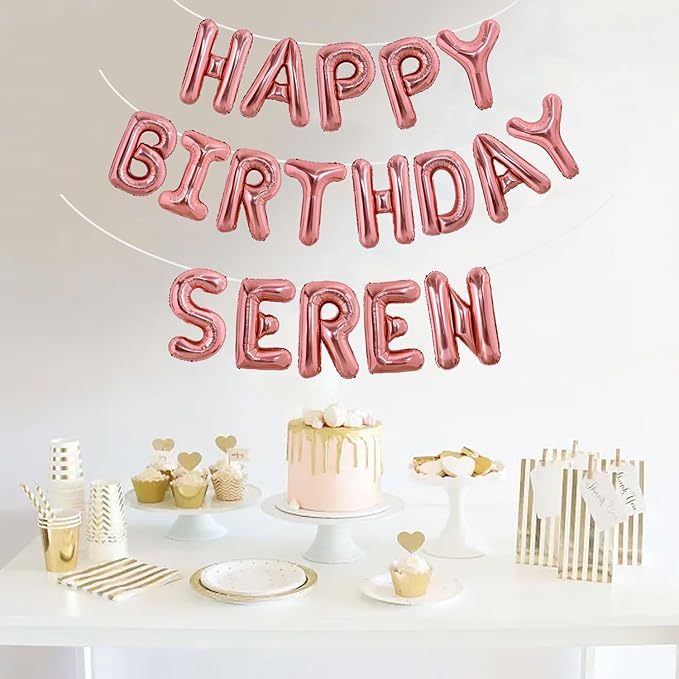 TONIFUL 65 Pcs 16 Inch Rose Gold Happy Birthday Balloons and 2 Sets A-Z Foil Letters Balloons DIY Personalized Phrase Banner for Birthday Celebration Halloween Thanksgiving Christmas Party Decor