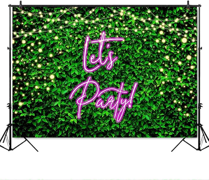 Mocsicka Let's Party Backdrop Greeny Glitter Lights Happy Birthday Background Let's Party Kids Chirldren Birthday Party Supplies Photo Booth Props(5x3ft)