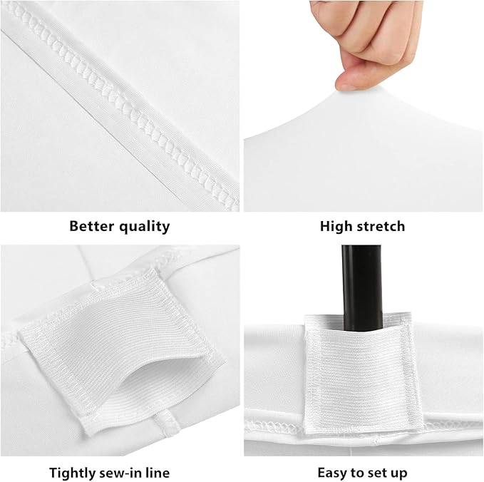 Table Covers for 6 Foot Tables, 6 Pack White Washable and Wrinkle Resistant Stretch Tablecloths Rectangle 6ft for Events, Wedding, Banquets, Parties