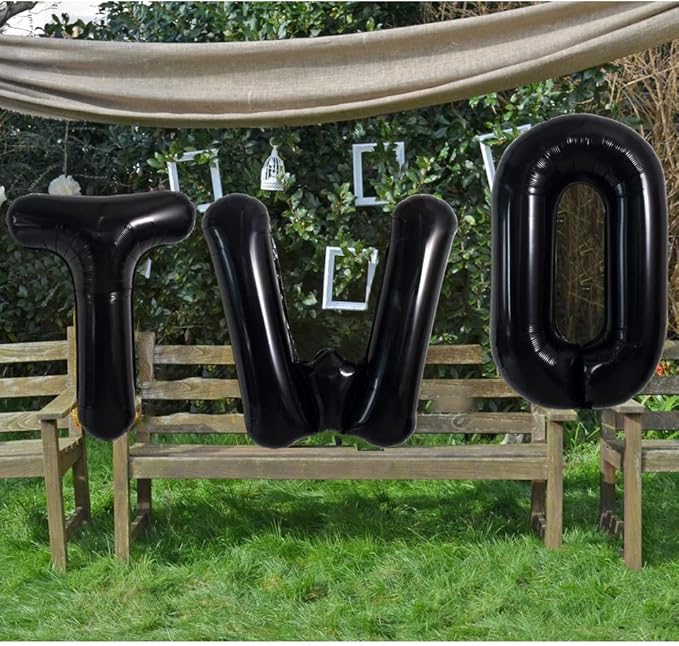TONIFUL 40 Inch Large Black W Letter Balloon - Jumbo Helium Foil Mylar Big Alphabet for 2026 New Year Eve Graduation Wedding Baby Shower Birthday Party Anniversary Supplies Decorations