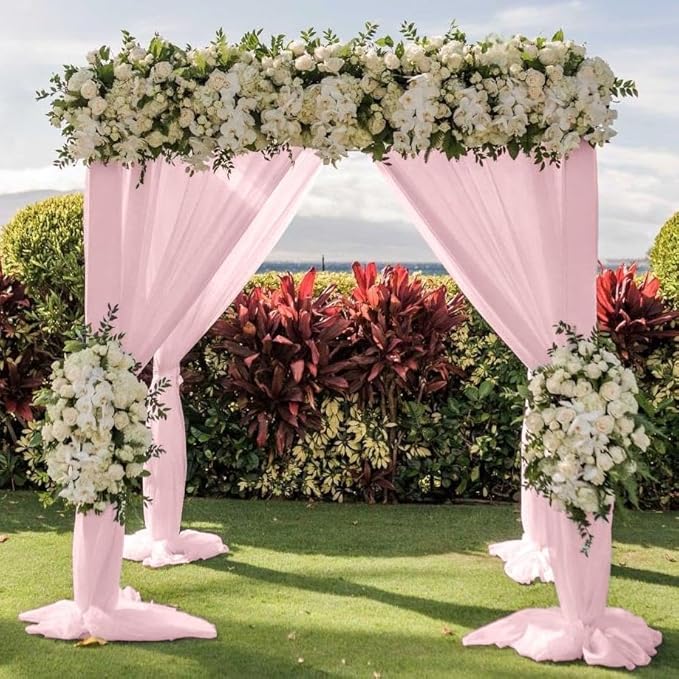 Wedding Arch Draping Fabric 30'' x 18FT Sheer Chiffon Arch Drape Backdrop 1 Panel Blushing Pink Drape for Easter Baby Shower Photo Booth Church Decor Birthday Party Outdoor Decoration