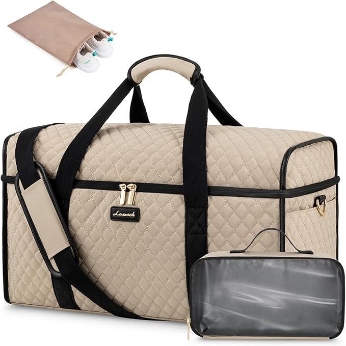 LOVEVOOK Travel Duffle Bag - Weekender & Overnight Bag with Toiletry & Wet Pocket, Carry-On Size, 3pc Set