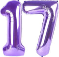 Purple Number 17 Balloon 40 inch, 17 Number Balloons, 17th Purple Birthday Decorations, 17 Year Old Girls Boys Party Supplies