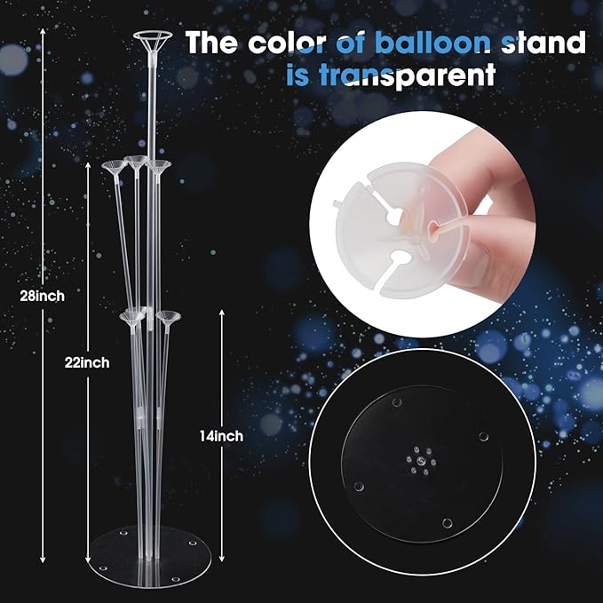 4 Sets Balloon Stand Kits, Balloon Sticks Holder with Base for Table Graduation Birthday Baby Shower Gender Reveal Party Decorations