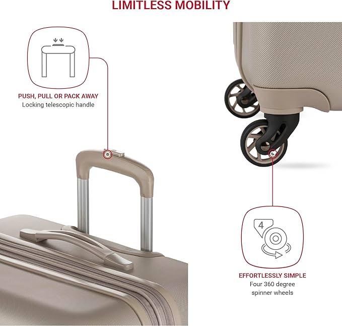 SwissGear 7366 Signature Hardside Expandable Luggage with Spinner Wheels, TSA Lock, Sand, Checked-Large 27-Inch