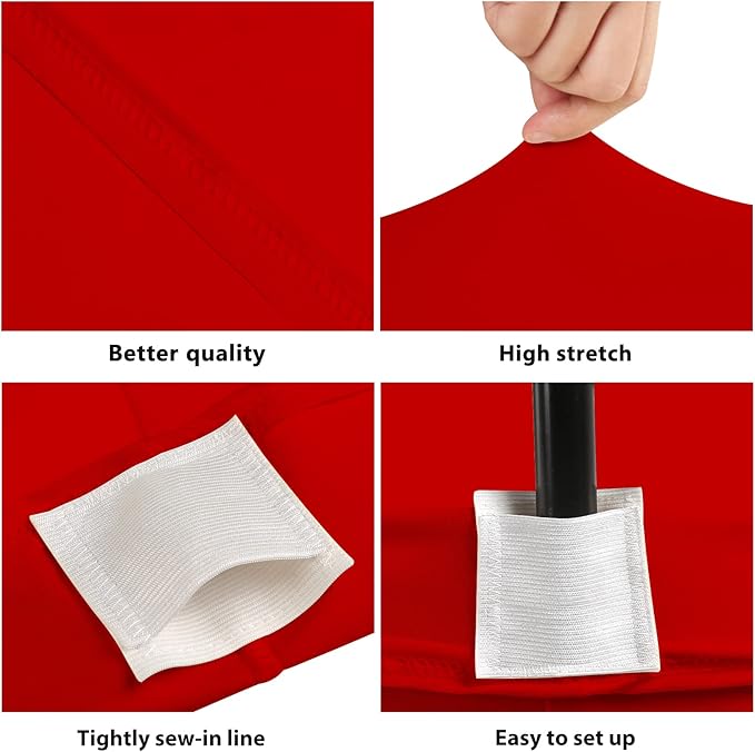 Table Covers for 8 Foot Tables, Red Washable and Wrinkle Resistant Stretch Tablecloths Rectangle 8ft for Events, Wedding, Banquets, Parties