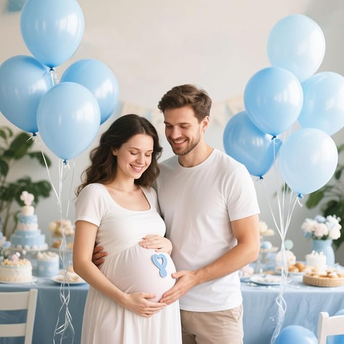 Pastel Blue Latex Party Balloons 10 Pack 36 inch Round Light Blue Balloons for Wedding Baby Shower Gender Reveal Birthday Party Decoration