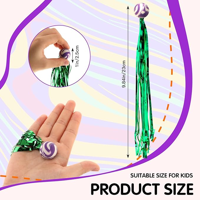 Leyndo 200 Pcs Colorful Streamer Balls Rubber Comet Ball Decorations for Party Favors, Goodie Bag Stuffers,Piñata Fillers, Assorted Colors
