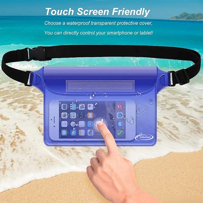 AiRunTech Clear Fanny Pack Waterproof,Beach Cruise Ship Essential Accessories Must Haves,Waterproof Pouch for Phone Passport Wallet Purse with Waist Strap