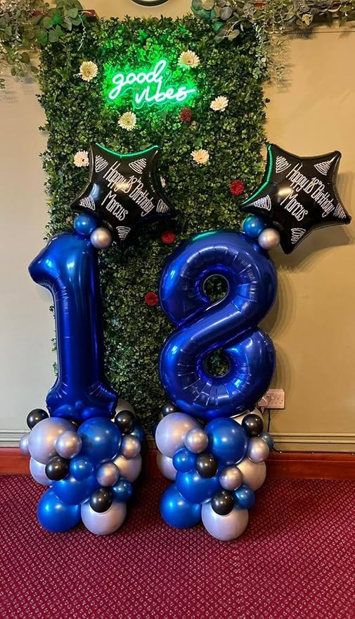 Night Blue Number 3 Balloon 40 Inch, 3rd Birthday Celebration Supplies for Girls Boys Women Men, 3 Balloon for Girls Boys Theme Party
