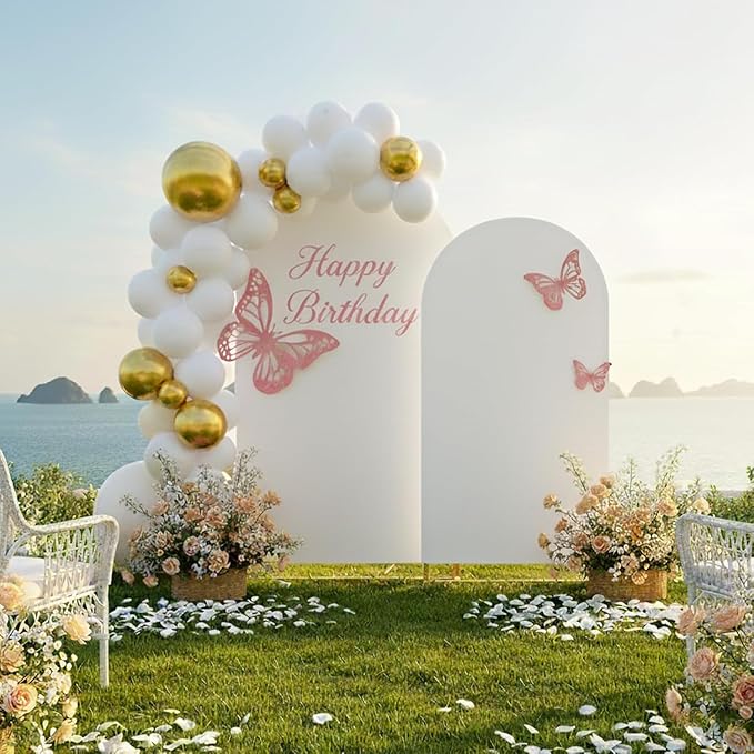 Metal Arch Backdrop Stand and Cover Set, 8FT, 7.2FT Party Backdrop, Easy to Assemble, Backdrop Stand for Parties, Birthday, Baby Shower