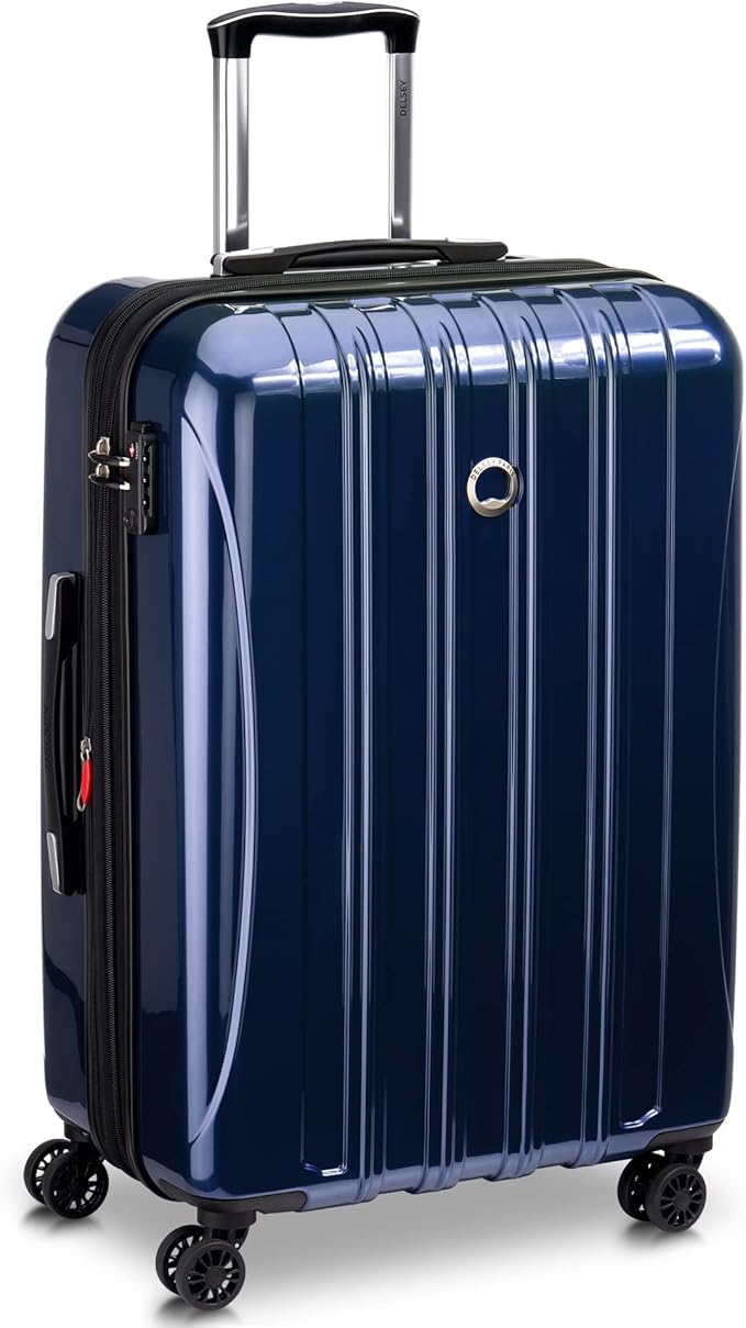 DELSEY PARIS Helium Aero Hardside Expandable Luggage with Spinner Wheels, Blue Cobalt, Checked-Medium 24 Inch