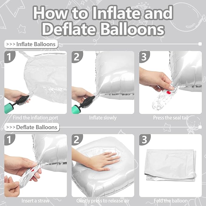 NISOCY 36PCS White Square Foil Balloons Wall Backdrop Double Sided Pearl White Balloons Tunnel Arch Kit for Birthday Wedding Engagement Bridal Baby Shower Party Decoration