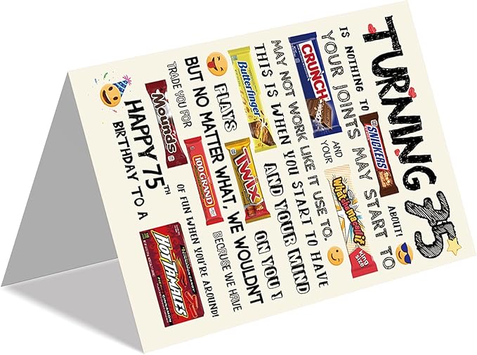Funny 75th Birthday Card for Women Men, Humor 75th Birthday Gifts for Him Her, Unique 75th Bday Decorations Ideas for Parents Grandparents